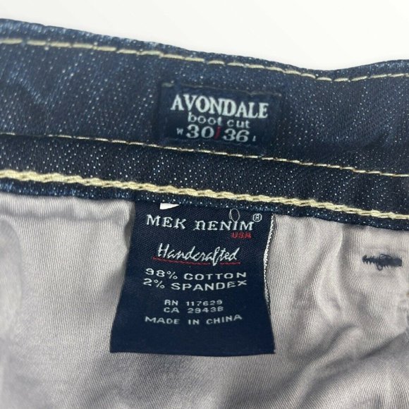 MEK Avondale Mens 30x36 Bootcut Big Stitching Dark - Picture 9 of 12